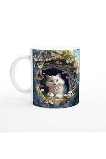 MESCHAIN كوب قطة بيضاء نفخة في ساحة الربيع