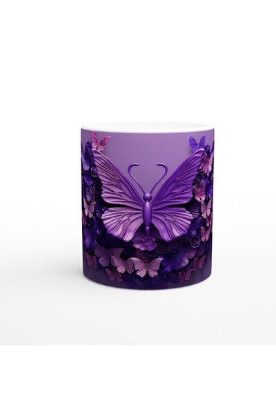MESCHAIN Purple Butterflies and Flowers Themed Printed Mug