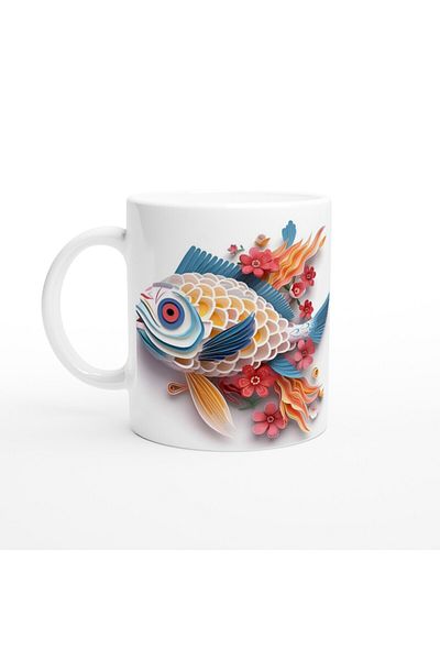 MESCHAIN Floral Goldfish Printed Mug