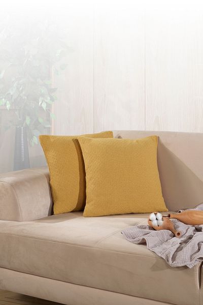 LADYNİL Bohemian 2 τεμαχίων Μαξιλαροθήκη Διακοσμητική Μαξιλαροθήκη 45x45 Μουστάρδα με φερμουάρ
