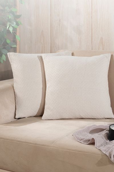 LADYNİL Bohemian 2-Piece Throw Pillow Case Decorative Pillow Case 45X45 Zippered Ecru