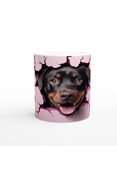 MESCHAIN كوب مطبوع عليه شكل روتويللر ينظر من خلال الكراك