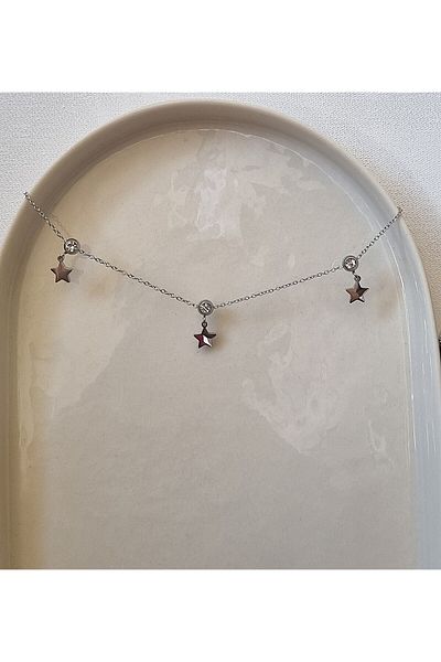 AKSESUARIM Zircon Stone and Star Theme Stylish, Steel, Non-Tarnishing Anklet