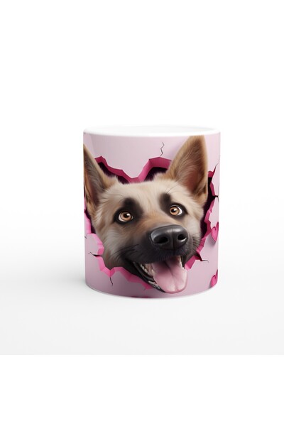 MESCHAIN كوب مطبوع عليه كلب الراعي الألماني يثقب الجدار