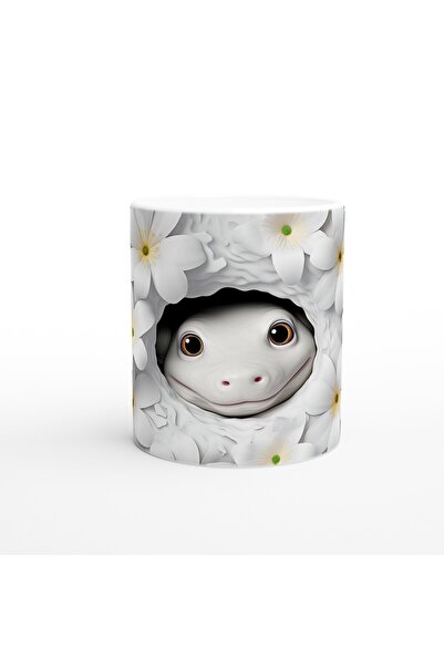 Generic Brand Cute Salamander among White Flowers Themed Printed Mug