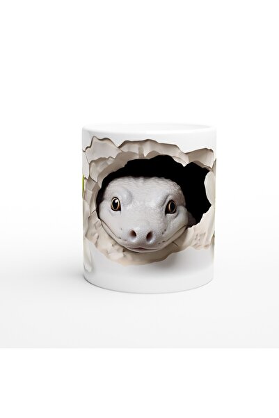 MESCHAIN كوب مطبوع عليه سحلية ألبينو ينظر من خلال الجدار المتشقق