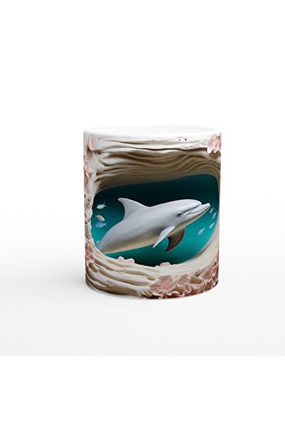 MESCHAIN كوب لطيف على شكل دولفين يطفو بين زهور المرجان