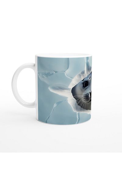 MESCHAIN Cute Seal Cub Looking at the Frosted Ground Printed Mug