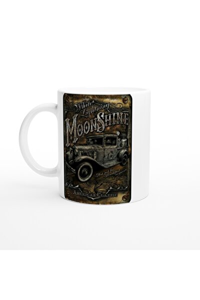 MESCHAIN كوب عتيق بتصميم Lightning Moonshine باللون الأبيض