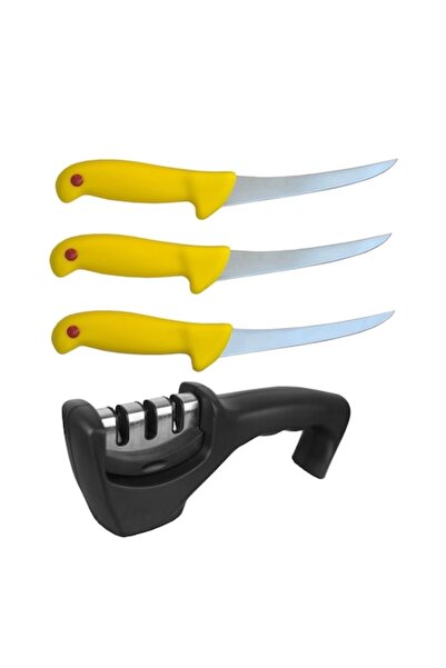 Globalport Retail Set profesional măcelărie 4 piese: 3 cuțite inox dezosat + ...