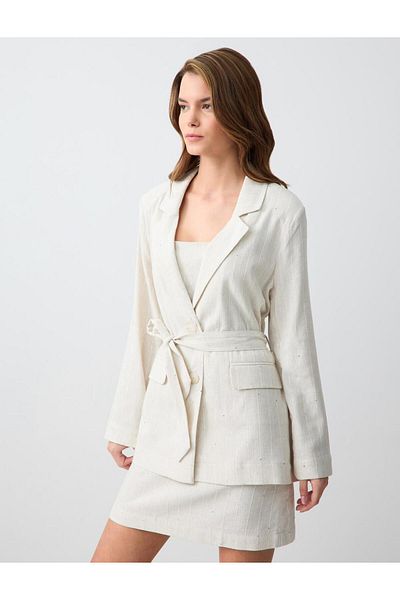 Jimmy Key Straight Cut Long Sleeve Woven Linen Jacket