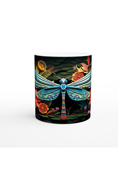 MESCHAIN كوب مطبوع عليه اليعسوب الملون بين الزهور