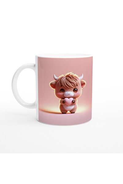 Generic Brand Cute Calf Holding a Heart Themed Printed Mug