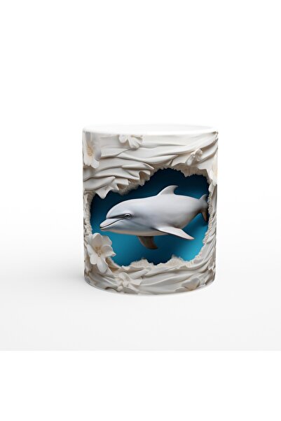 MESCHAIN كوب مطبوع عليه دولفين يطفو بين الزهور