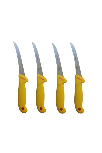 OEM Set 4 cuțite profesionale dezosat GER4-Gold, 28 cm, lamă curbată, mâner galben