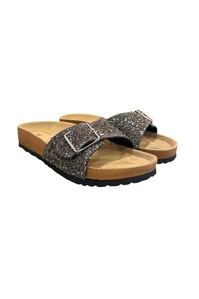 Pierre Cardin Anatomical Sole Buckle Stone Embroidered Slippers