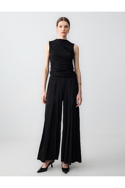 Jimmy Key Wide Leg High Waist Relaxed Fit Knitted Pants