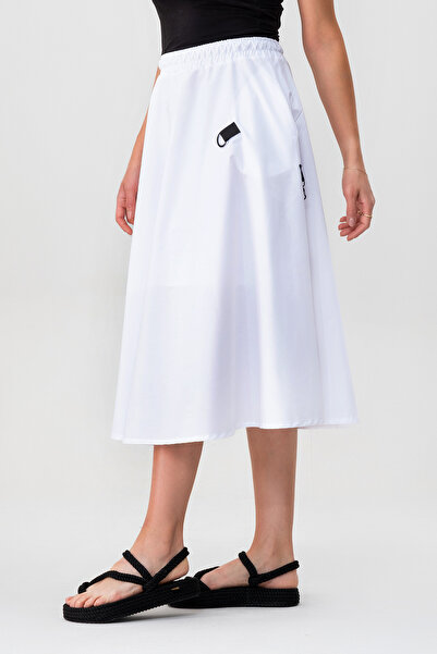 Bold & Young Women's Buckle Pocket Elastic Waist Skirt