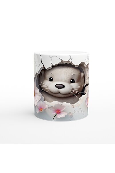 Generic Brand Face Extending Otter among Pink Flowers Printed Mug