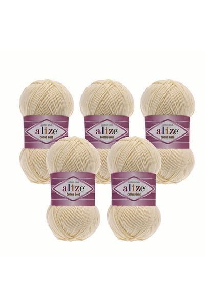 Alize Cotton Gold Knitting Yarn 5 Pack – 100g X 5 –Amigurumi, Summer Knits, Sweaters and Cardigans Re