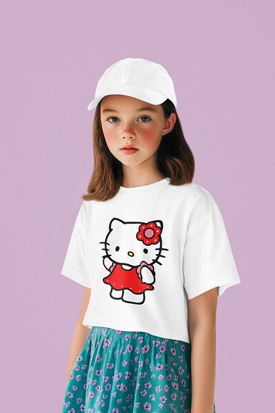 SEVBANO Tricou unisex pentru copii cu desene animate cu imprimeu Sweet Hello Kity (vârsta 1-12)