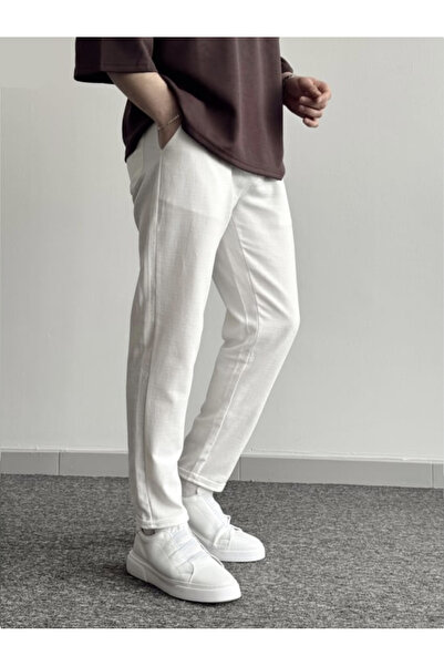 BY İMPALA MODA Men's Boyfriend Double Leg Linen Trousers