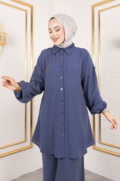 Tesettür Dünyası Strawberry Double Set Tsd250183 Indigo