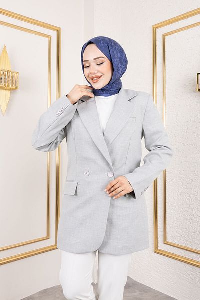 Tesettür Dünyası Regular Blazer Jacket Tsd250179 Gray