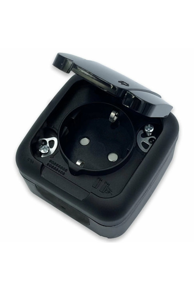 VİKO Viko Siyah Palmiye Nemliyer Kapaklı Topraklı Priz Ip54