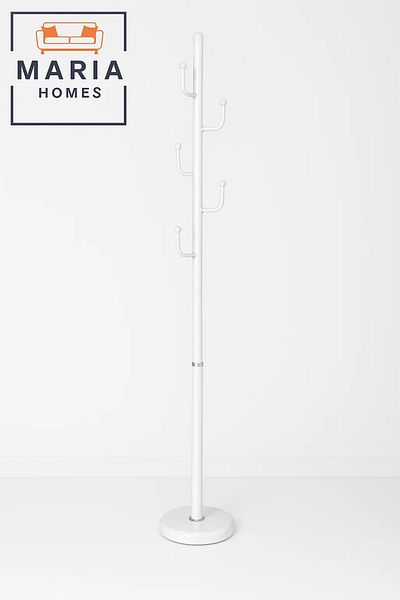 MARIA HOMES White Metal Coat Rack with Rounded U-Shaped Hooks