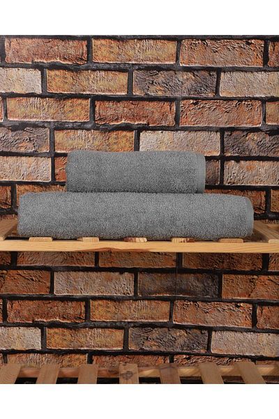 merland benvecocuk 2 Piece 100% Cotton Soft Luxury Bath Towel Set Gray