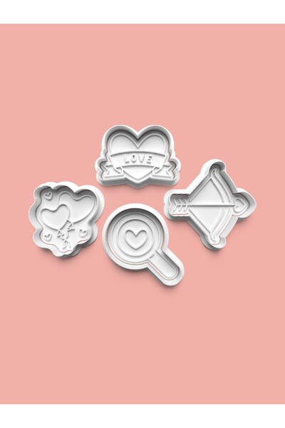 AKTASTORE قالب كوكيز الحب وقالب عجينة السكر مجموعة من 4 قطع 0777-set