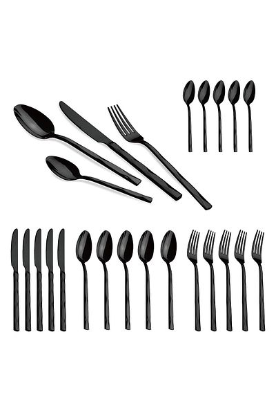 Berlinger Haus Stainless steel cutlery set, 24 pieces, Berlinger Haus, Black Mirror Collection, BH/3074, black