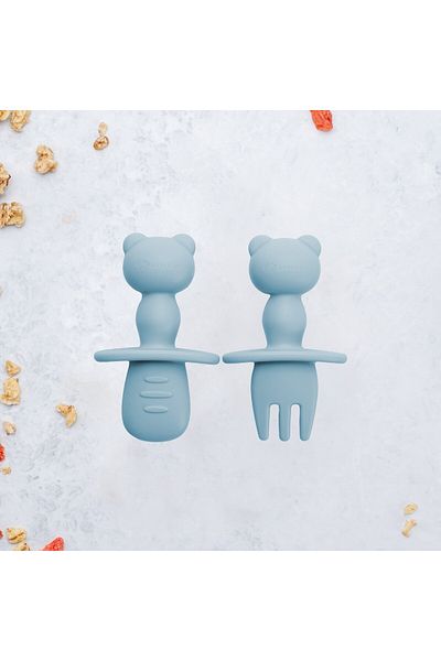 APPEKIDS Silicone Cutlery Set, AppeKids, The Little Bear - Aqua Blue