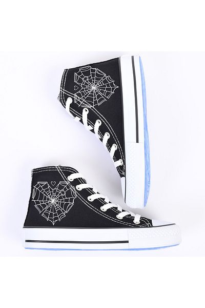 MECH BUTİK Unisex Printed Black Women'S/Men's High Top Sports Shoes Sneaker