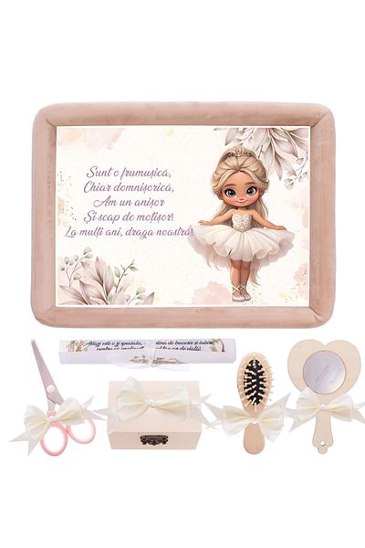 Recostore Tava mot fata, aniversare 1 an, model fetita balerina, crem, REC5011/13