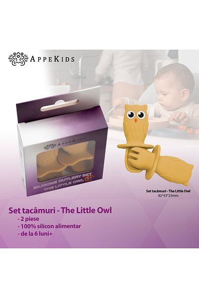 APPEKIDS Silicone Cutlery Set, AppeKids, OWL - Honey