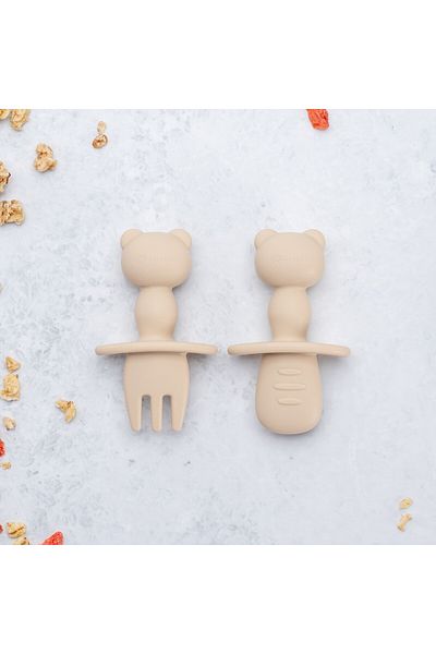 APPEKIDS Silicone Cutlery Set, AppeKids, The Little Bear, Bubble Beige