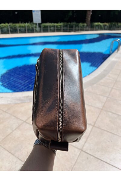 ÖzkanAccessory Trend Coffee Crazy Leather Handbag