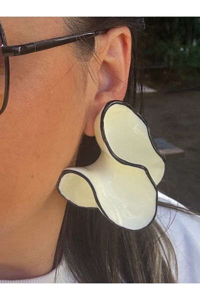 bijuxbymrv Special Design Brand White Asymmetric Earrings