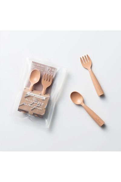 Miniware Miniware My First Cutlery Baby Cutlery Set, 100% Biodegradable, Toffee