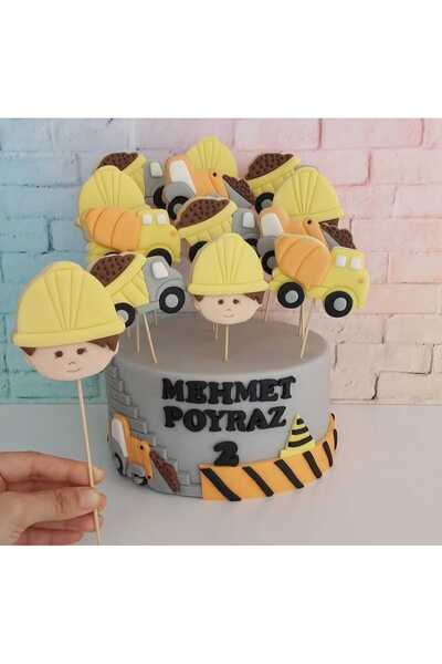 Tatlı Armağanlar Standlı Çubuklu Kişiye Özel İsimli İş Makineleri Model Butik...