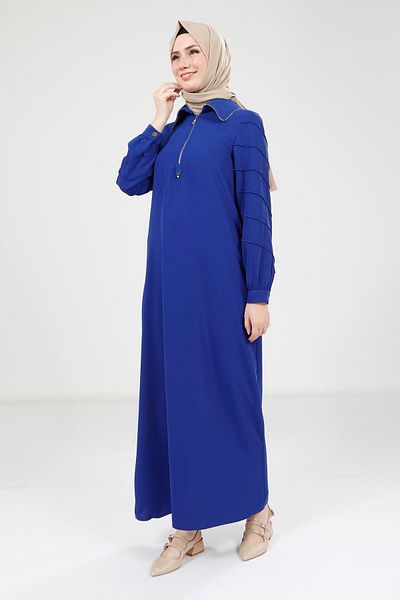 Beyza Μπλε φόρεμα με φερμουάρ Saks 9379