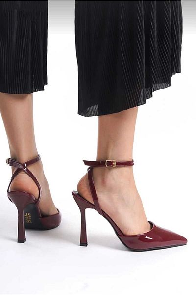 MODA İBO SHOES Burgundy Patent Leather Stiletto Heels