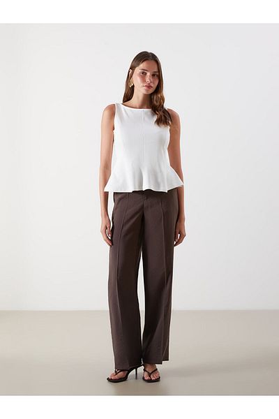 LC Waikiki Pantaloni plisați pentru femei LCW Vision Brown Modal Blended S5O264Z8NVY25