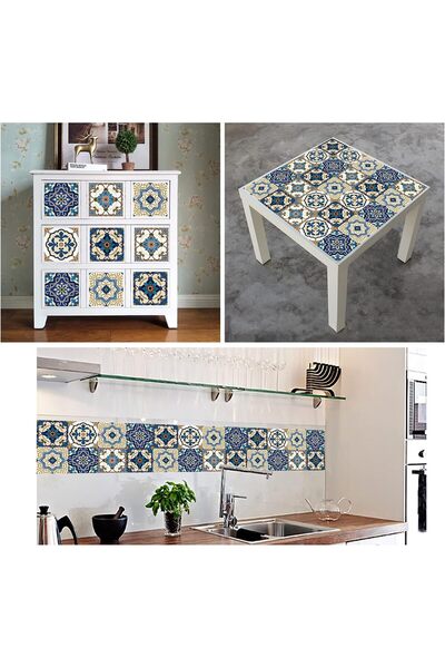 Rabadon Mutfak Tezgah Arası Kaplama Mermer Desenli Yapışkanlı Folyo Fayans Kaplama Sticker 60cm X 100cm