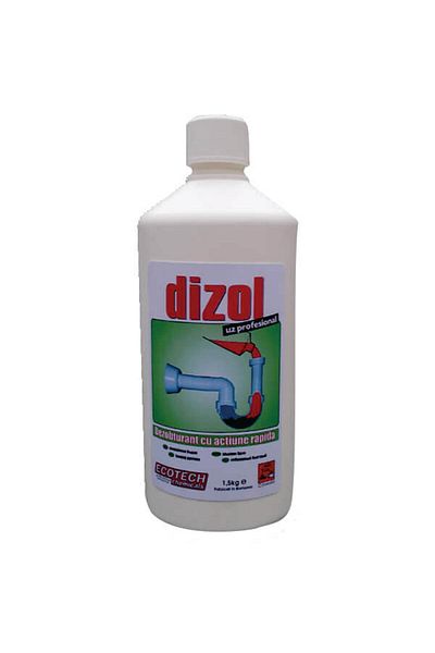 Ecotech Chemicals Liquid solution, concentrated for unclogging pipes, Dizol, 1 liter, fast action, instant effect