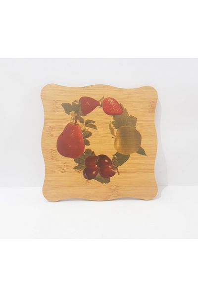 Penguen Patterned Wooden Trivet 19.5X19.5 cm
