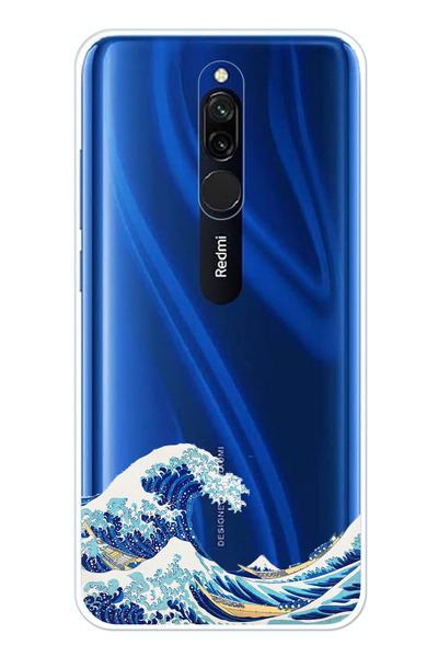 TechTree Redmi 8 Uyumlu Kanagawa Oki Nami Ura Dalgası Tasarımlı Şeffaf Siliko...
