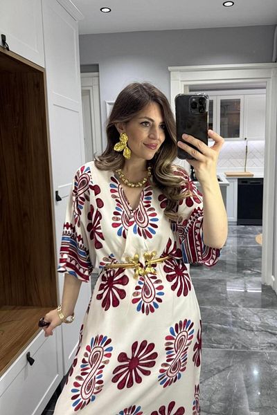 Banu Angay Rochie lungă boemă autentică roșie